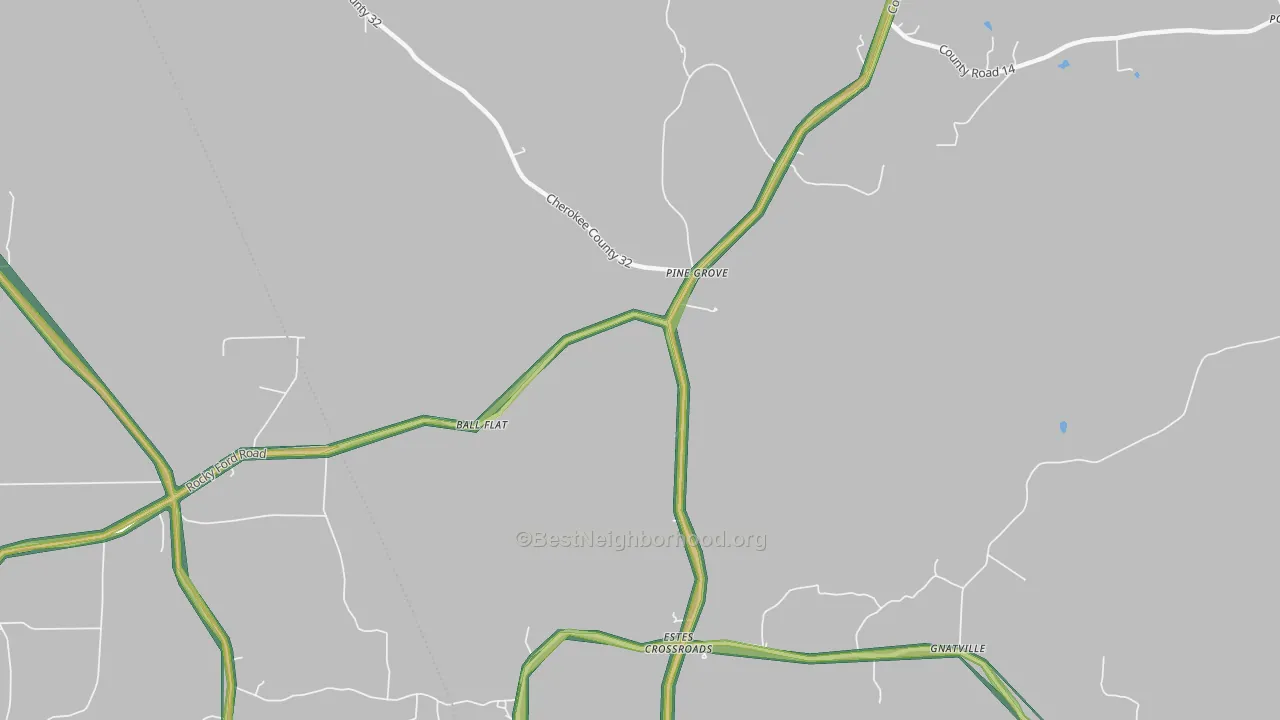 Estes Crossroads, AL Map of Noise Levels in Estes Crossroads