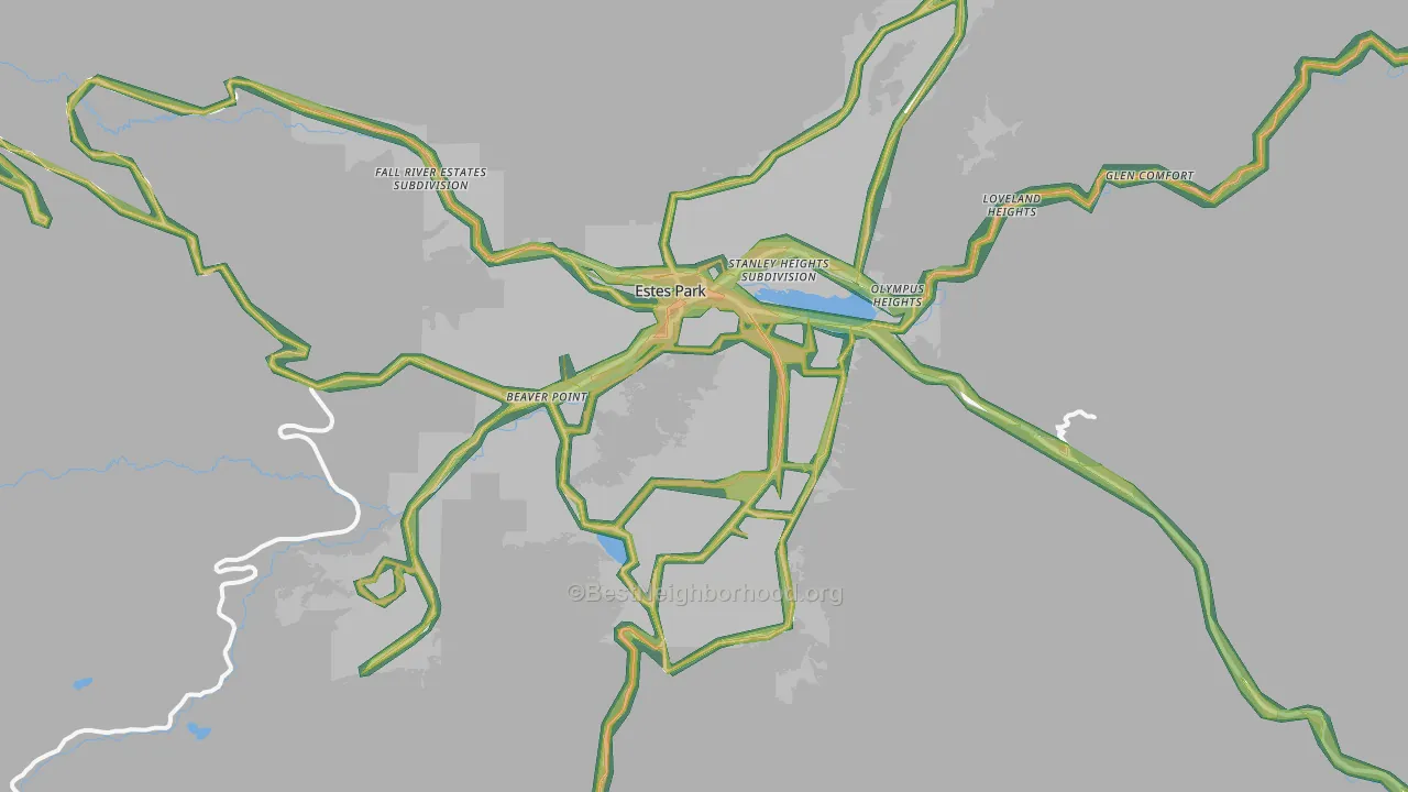 Estes Park, CO Map of Noise Levels in Estes Park