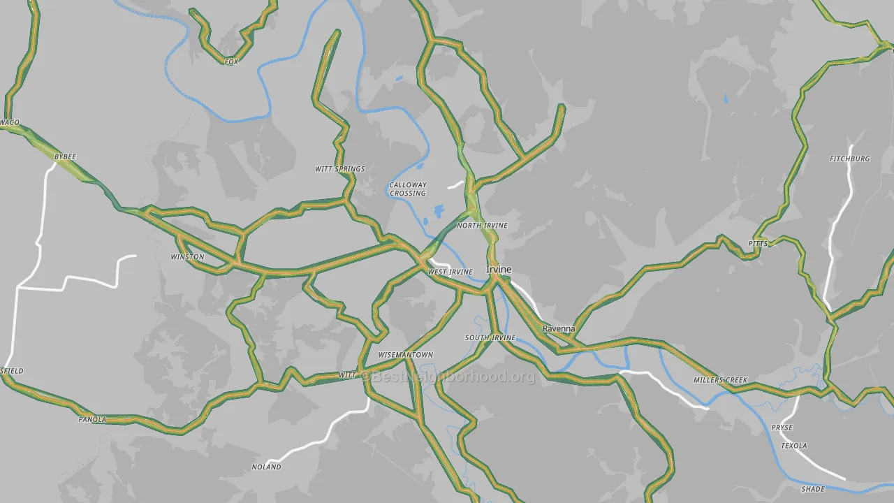 Estill County, KY Map of Noise Levels in Estill County