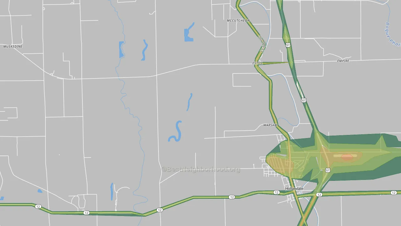 Estill, MS Map of Noise Levels in Estill