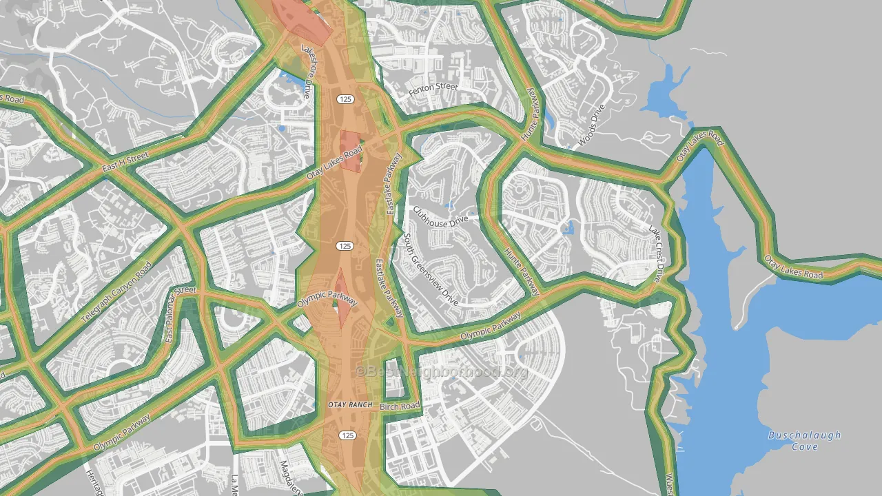 Estlake Greens, Chula Vista, CA Map of Noise Levels in Estlake Greens