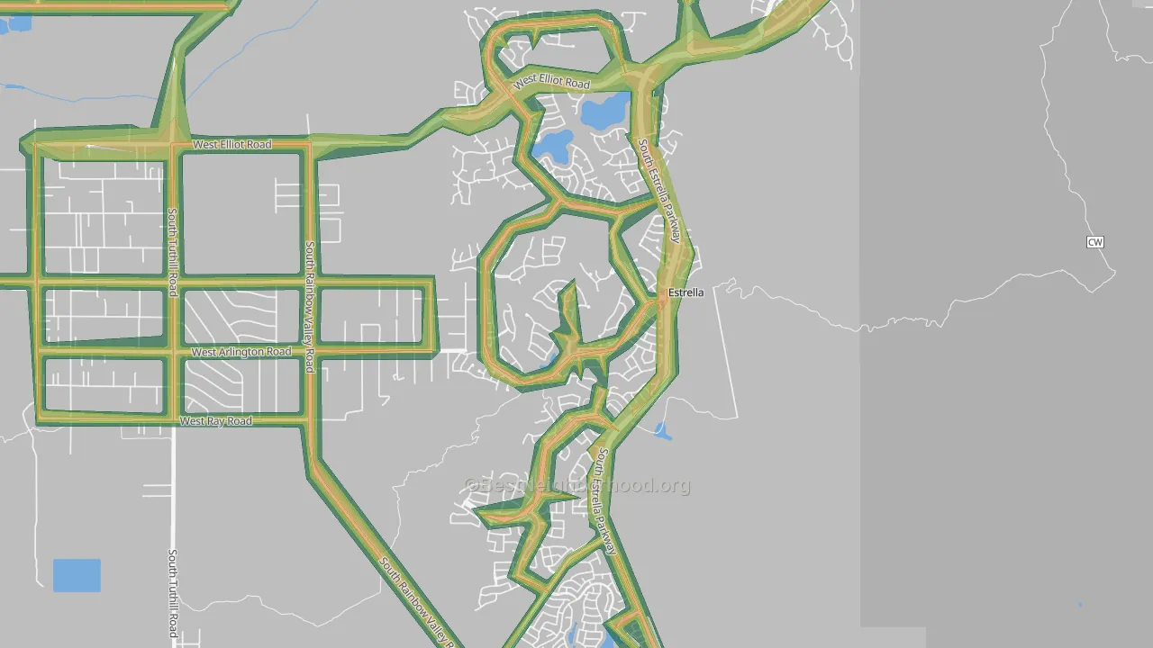 Estrella-Goodyear, Goodyear, AZ Map of Noise Levels in Estrella-Goodyear