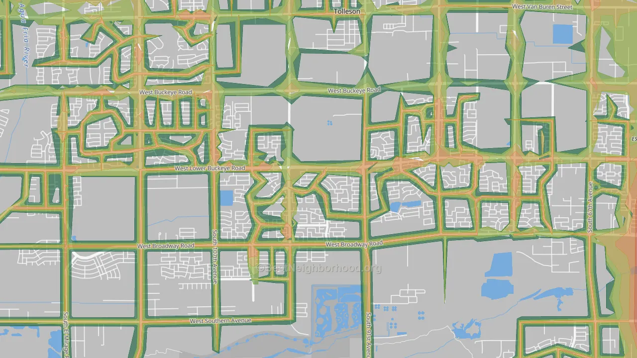 Estrella-Tolleson, Tolleson, AZ Map of Noise Levels in Estrella-Tolleson