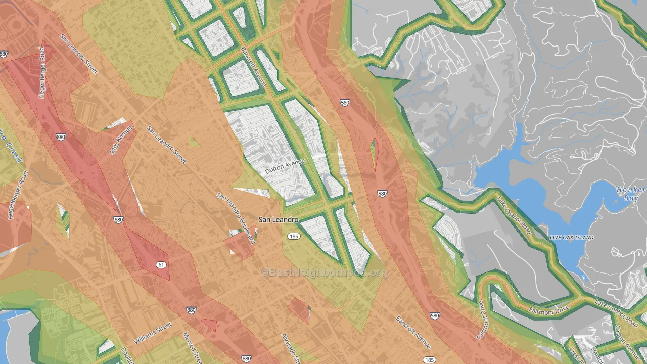 Estudillo Estates-Glen, San Leandro, CA Map of Noise Levels in Estudillo Estates-Glen