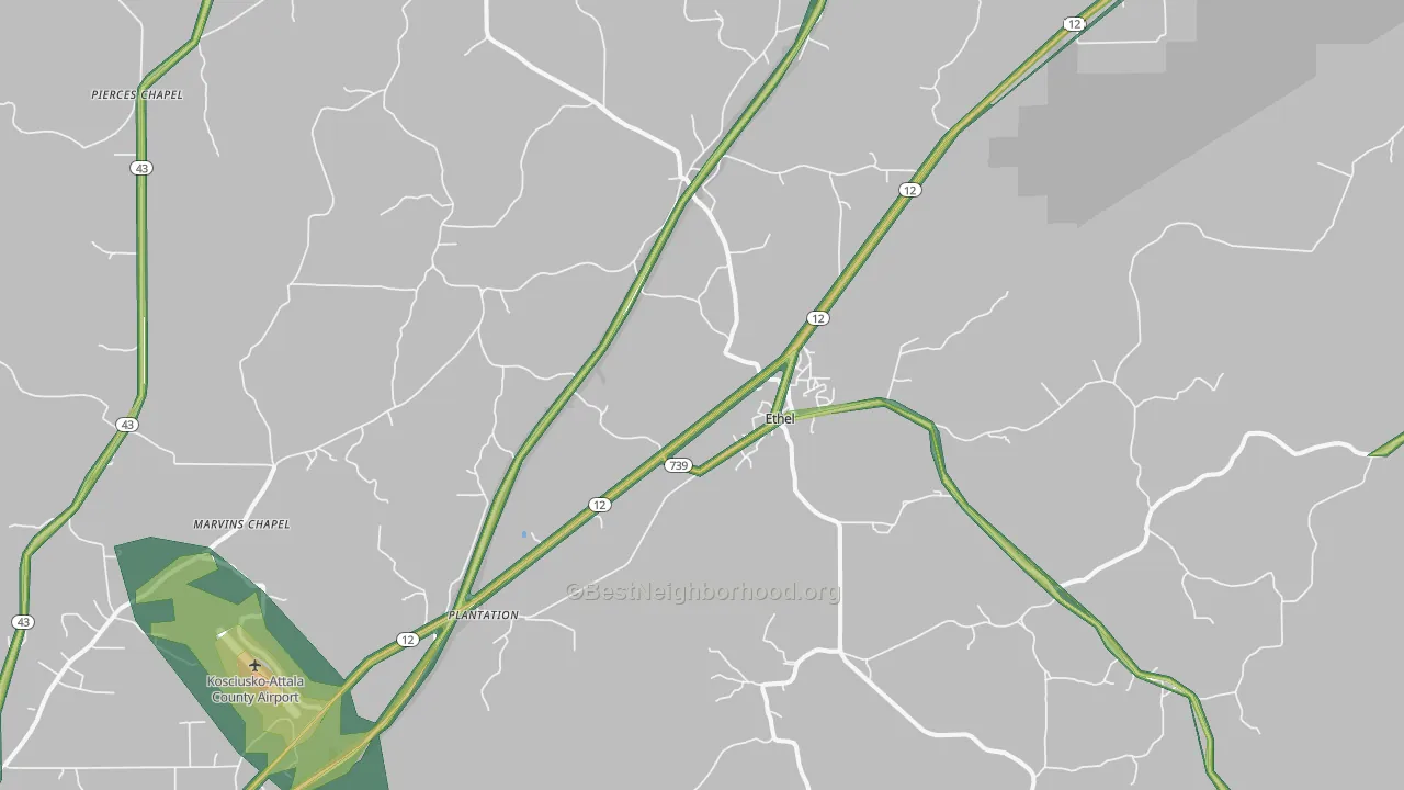 Ethel, MS Map of Noise Levels in Ethel