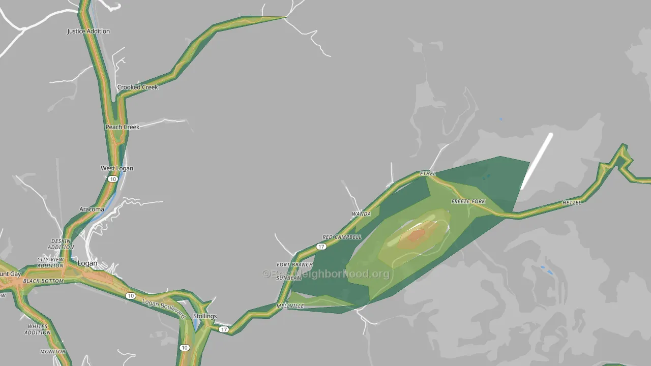 Ethel, WV Map of Noise Levels in Ethel