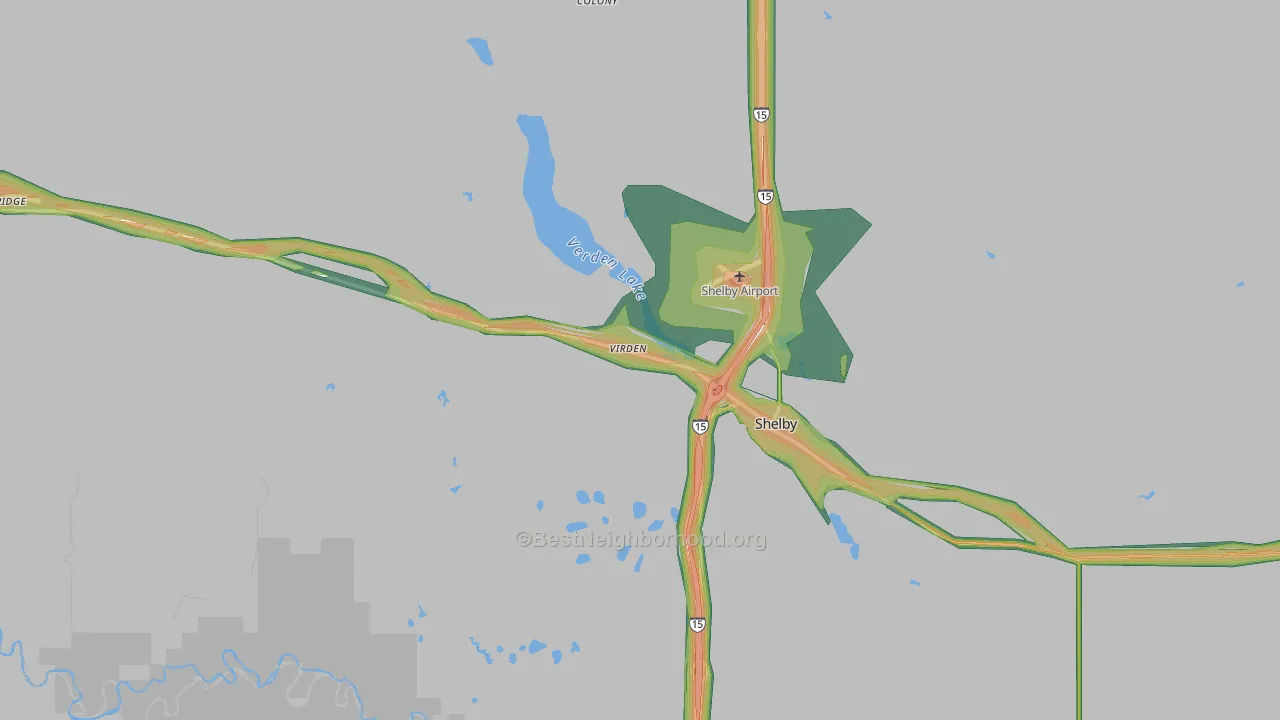Ethridge, MT Map of Noise Levels in Ethridge
