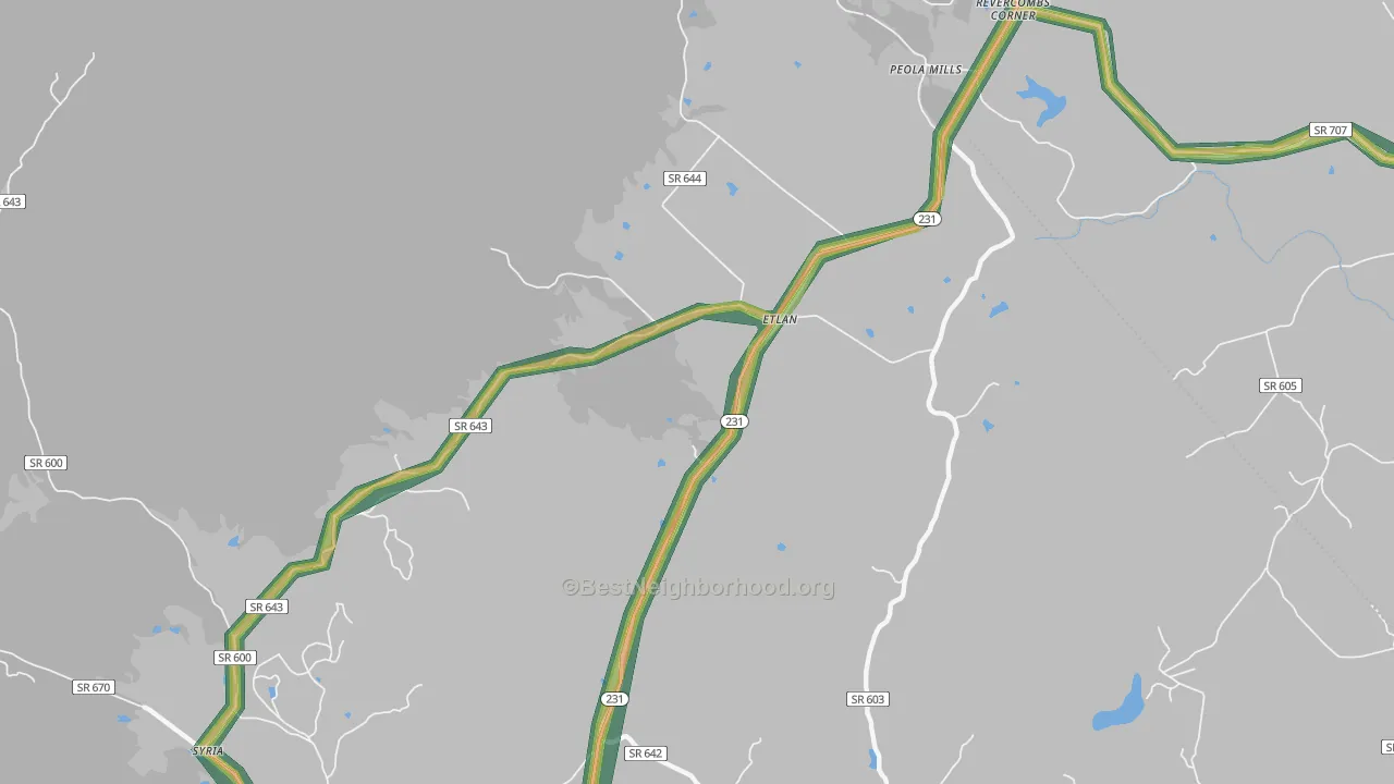 Etlan, VA Map of Noise Levels in Etlan