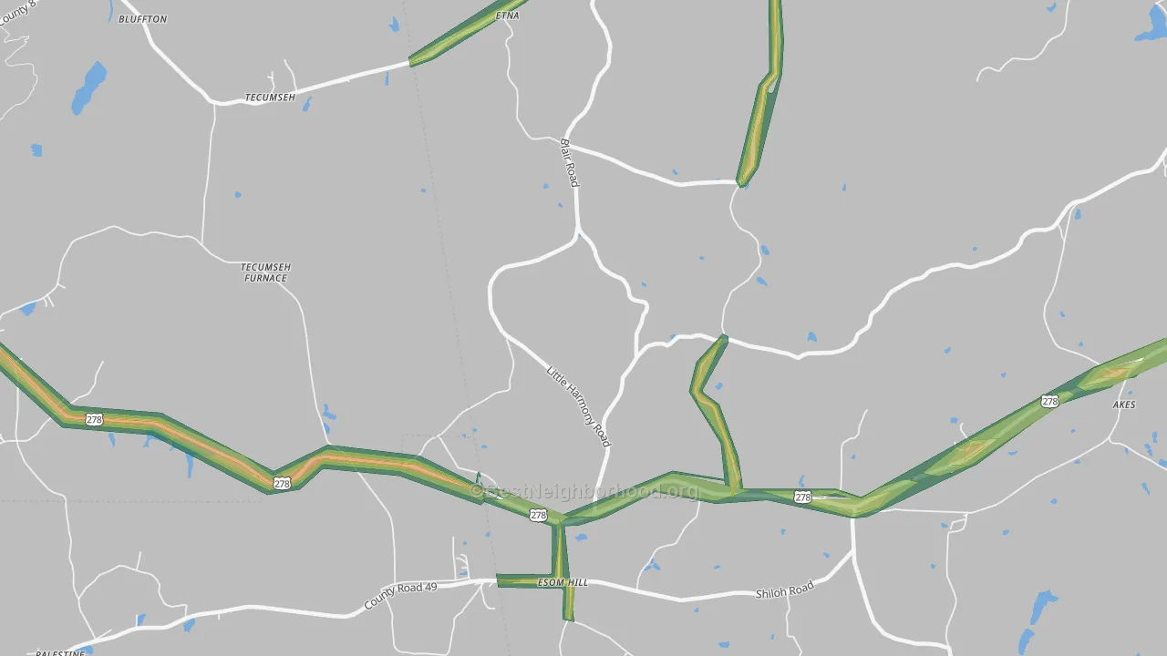 Etna, GA Map of Noise Levels in Etna