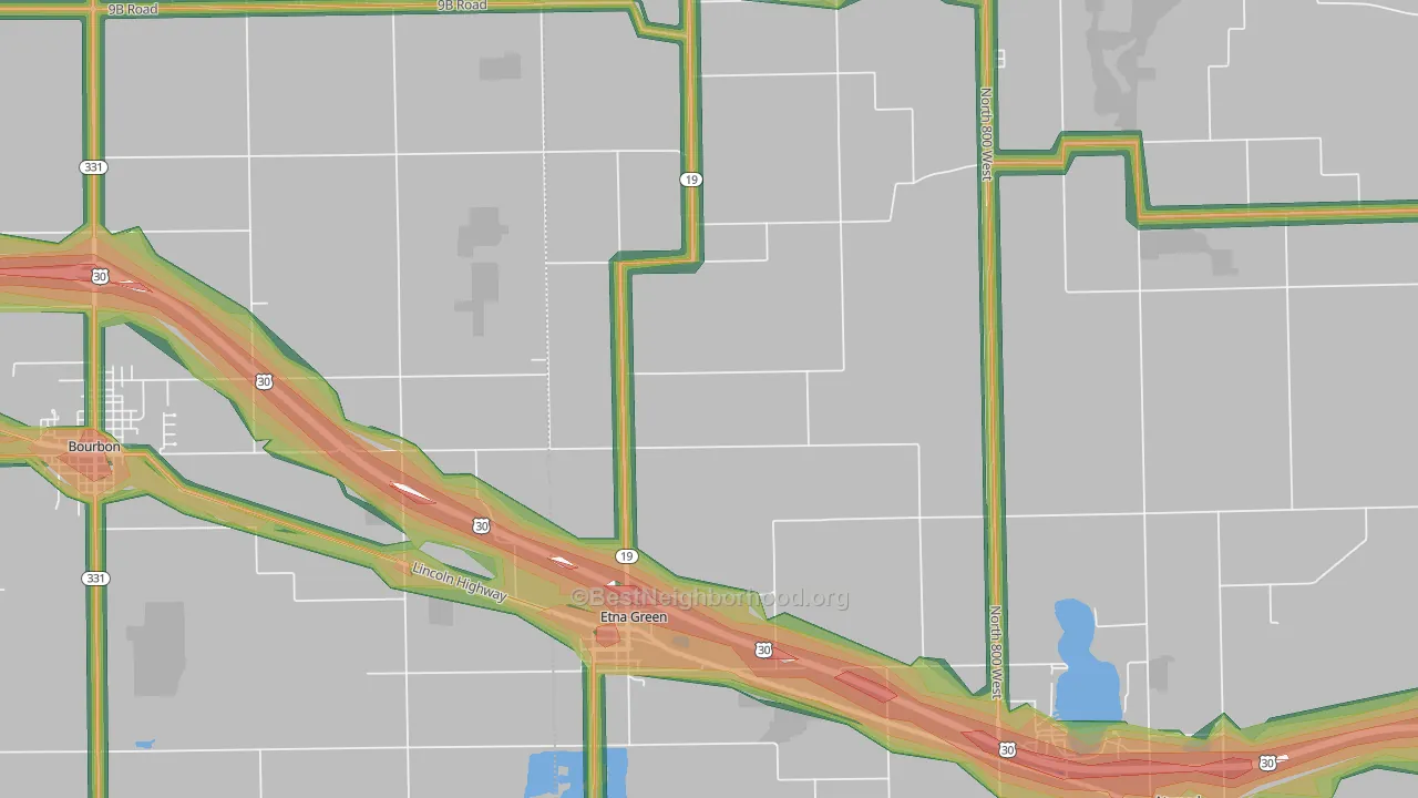 Etna Green, IN Map of Noise Levels in Etna Green
