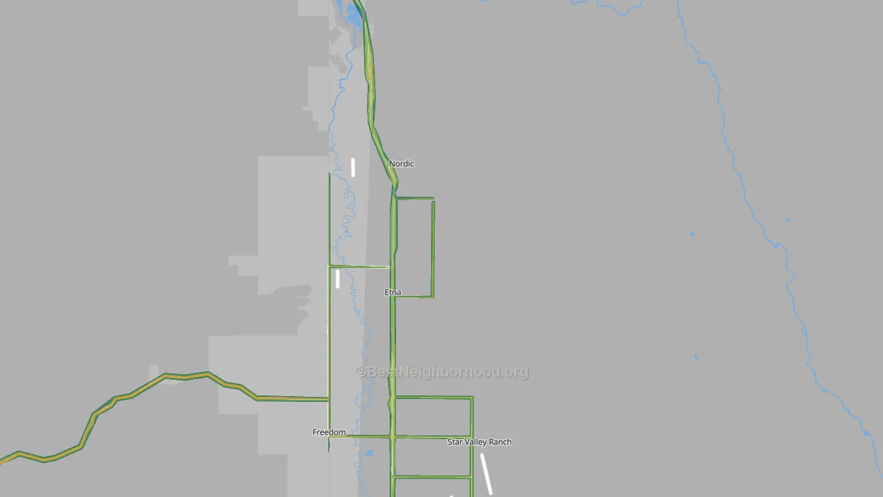 Etna, WY Map of Noise Levels in Etna