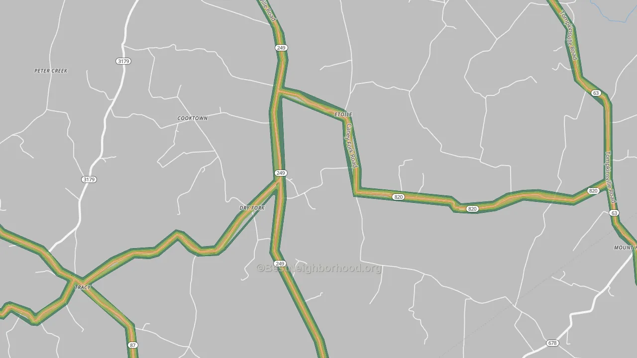 Etoile, KY Map of Noise Levels in Etoile