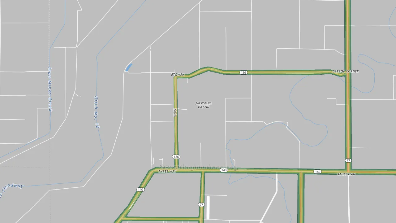 Etowah, AR Map of Noise Levels in Etowah
