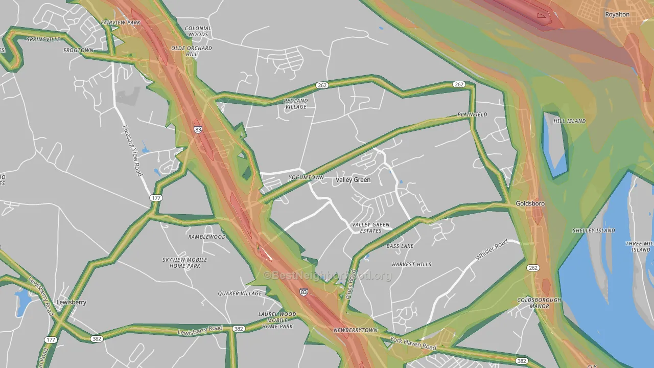 Etters, PA Map of Noise Levels in Etters