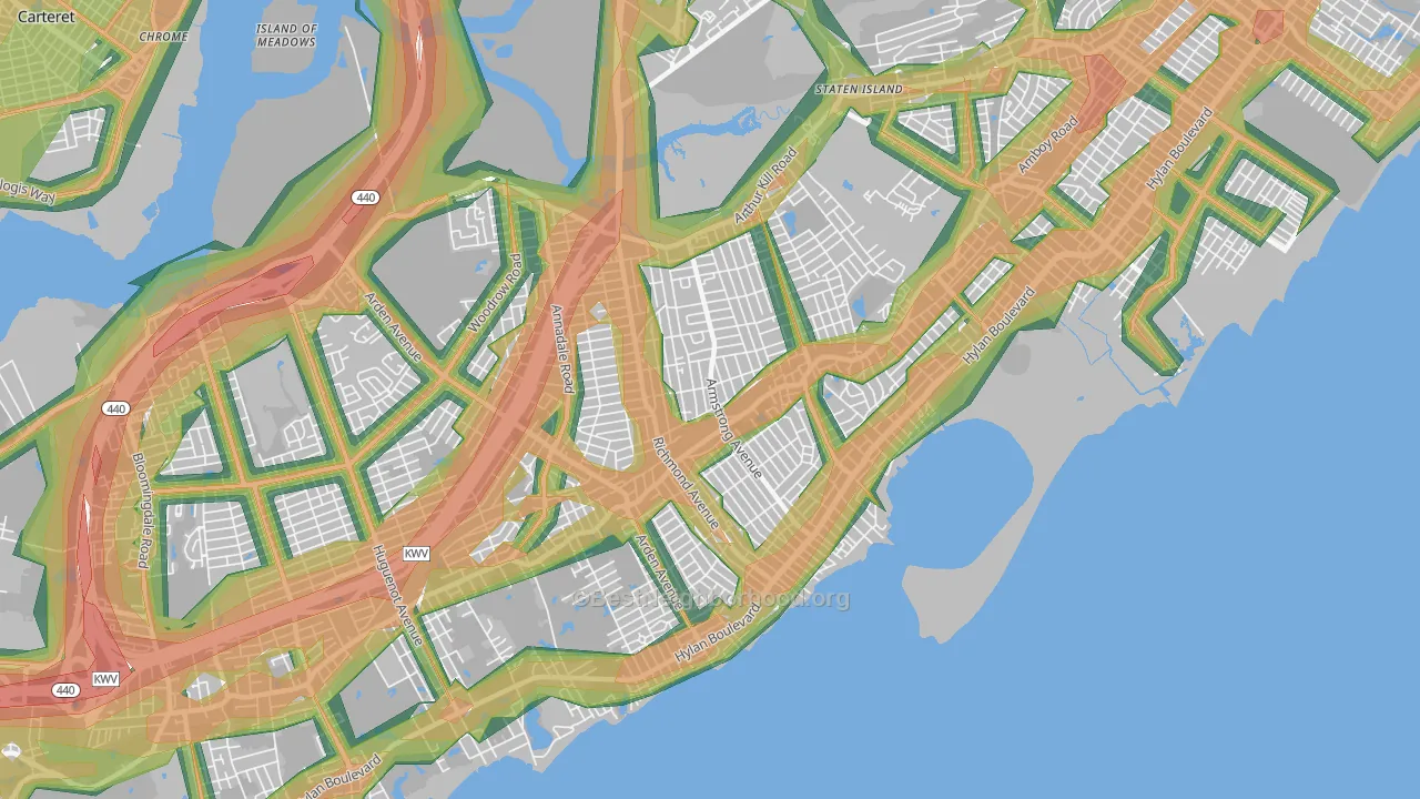 Ettingville, Staten Island, NY Map of Noise Levels in Ettingville