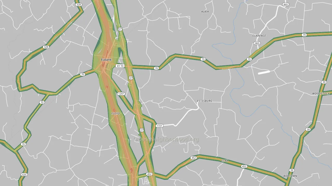 Eubank, KY Map of Noise Levels in Eubank