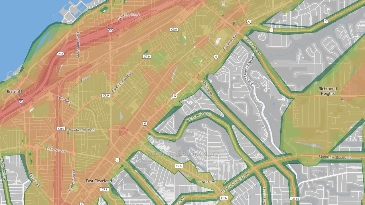 Euclid-Green, Cleveland, OH Map of Noise Levels in Euclid-Green