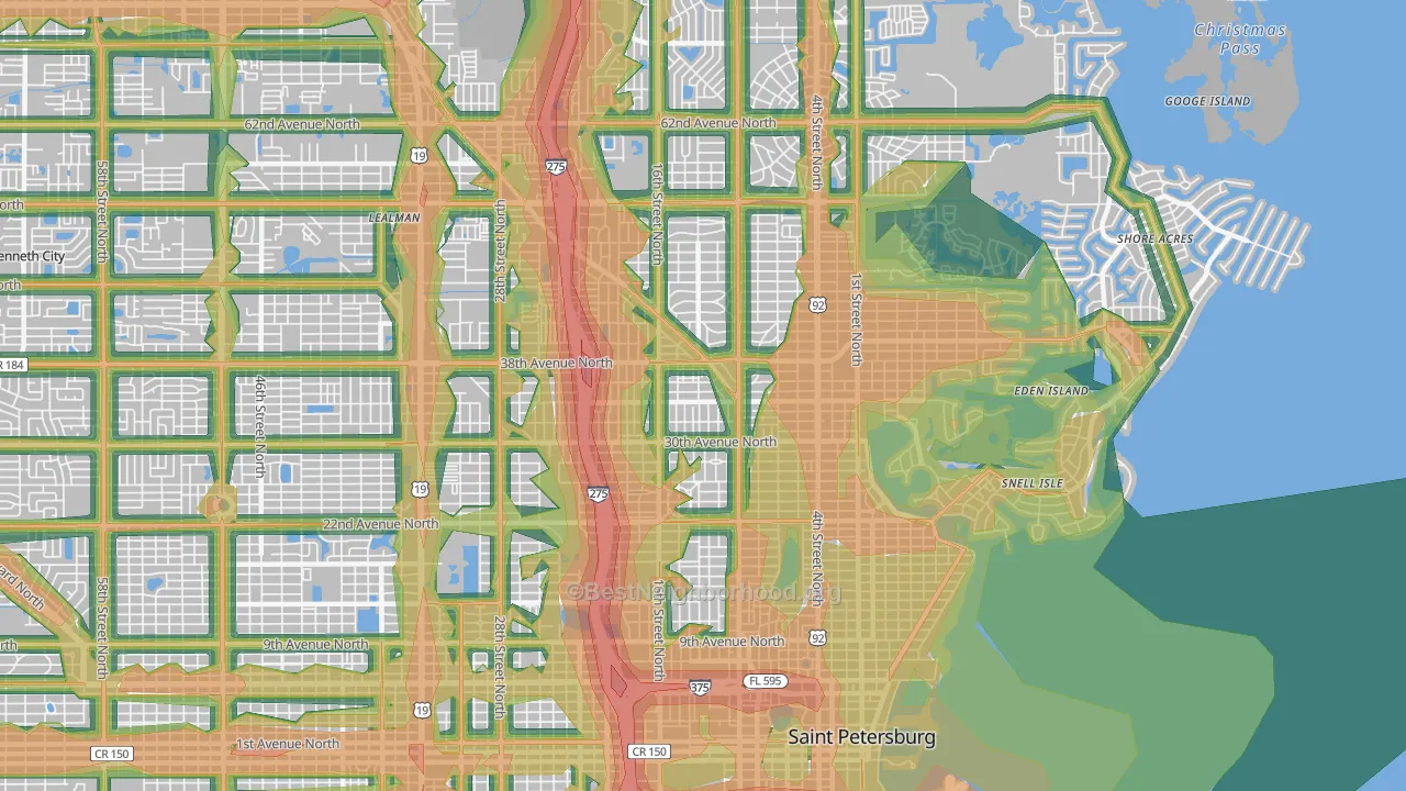 Euclid-St Paul, St. Petersburg, FL Map of Noise Levels in Euclid-St Paul