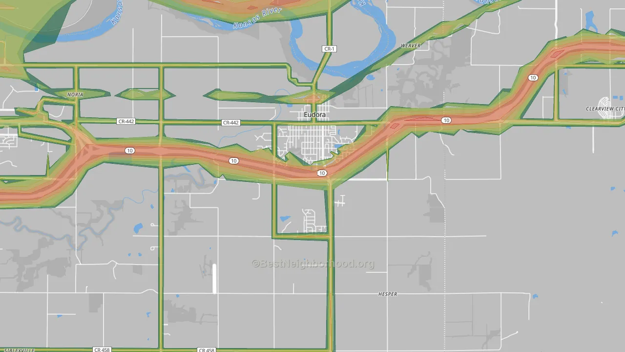Eudora, KS Map of Noise Levels in Eudora