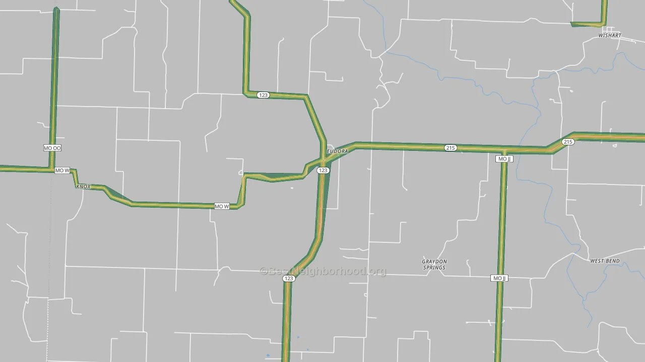 Eudora, MO Map of Noise Levels in Eudora