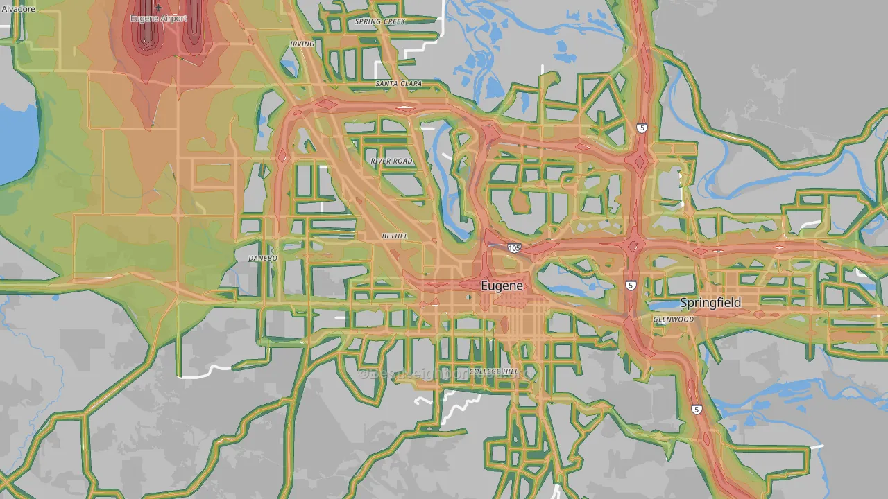 Eugene, OR Map of Noise Levels in Eugene