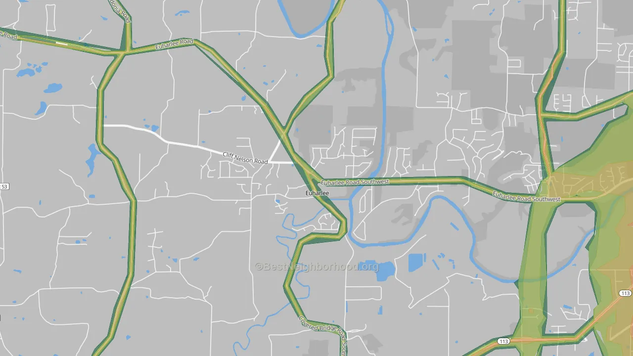 Euharlee, GA Map of Noise Levels in Euharlee