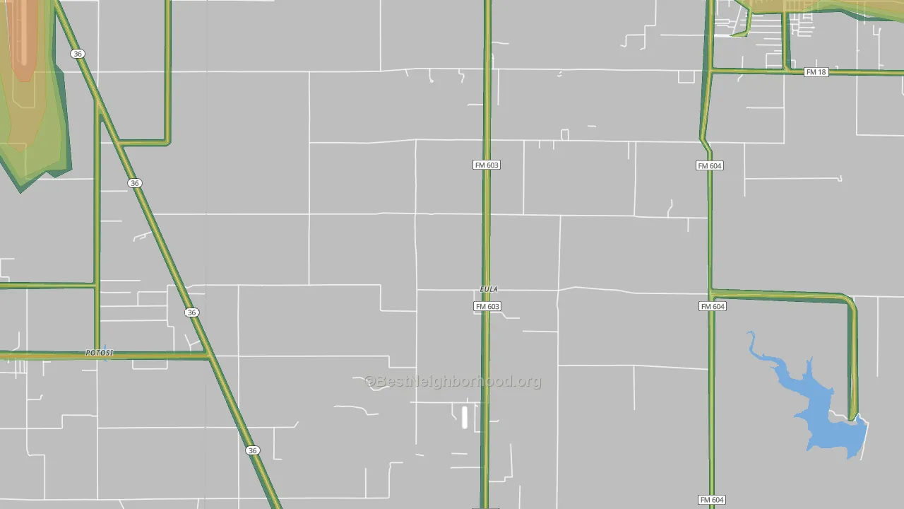 Eula, TX Map of Noise Levels in Eula