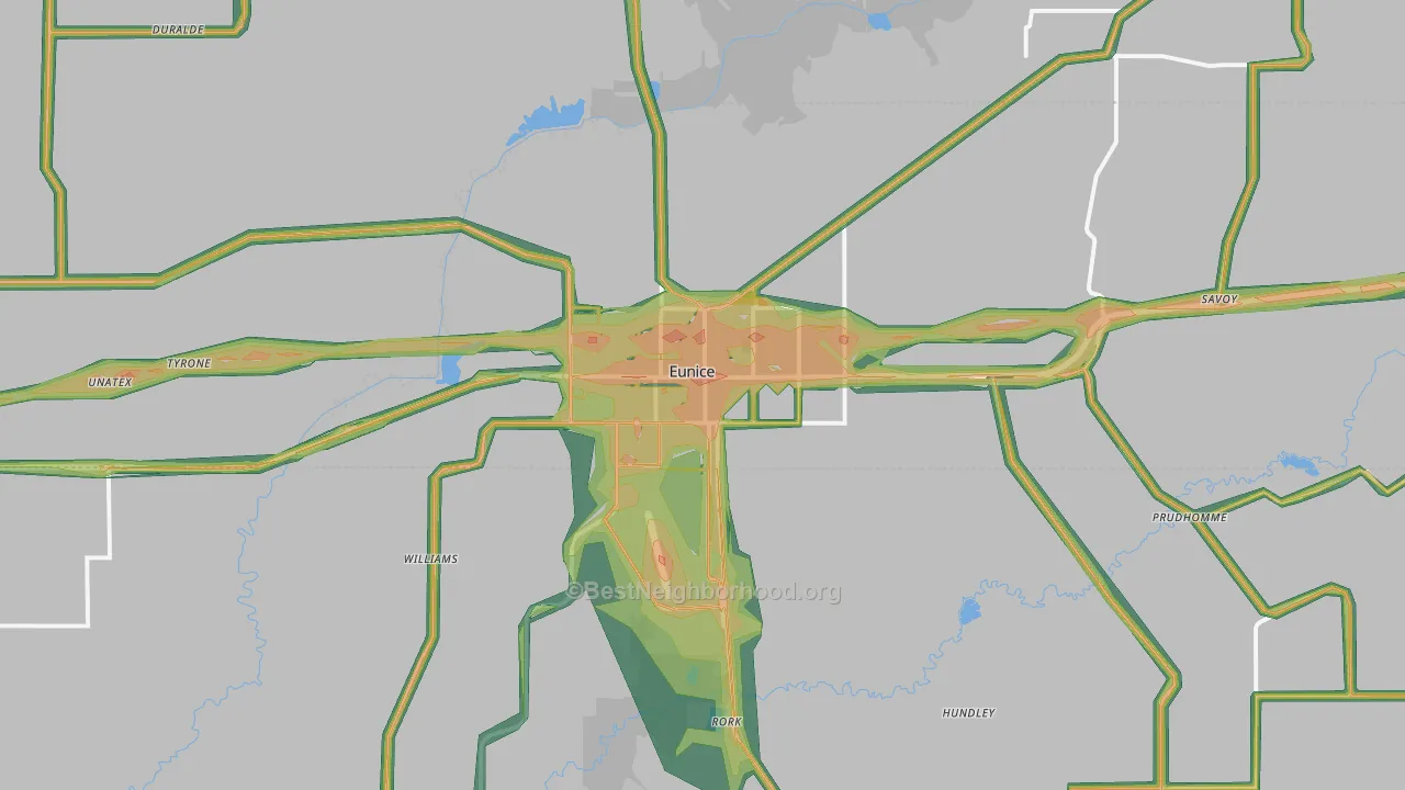 Eunice, LA Map of Noise Levels in Eunice