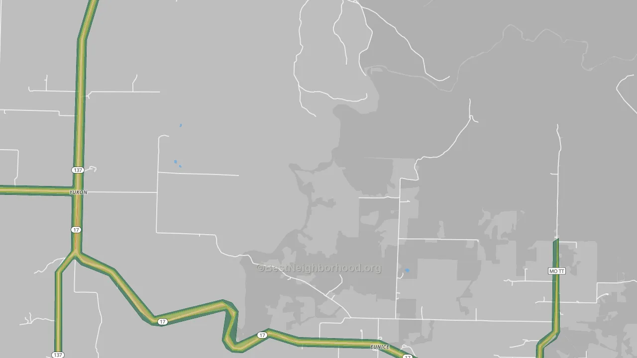 Eunice, MO Map of Noise Levels in Eunice