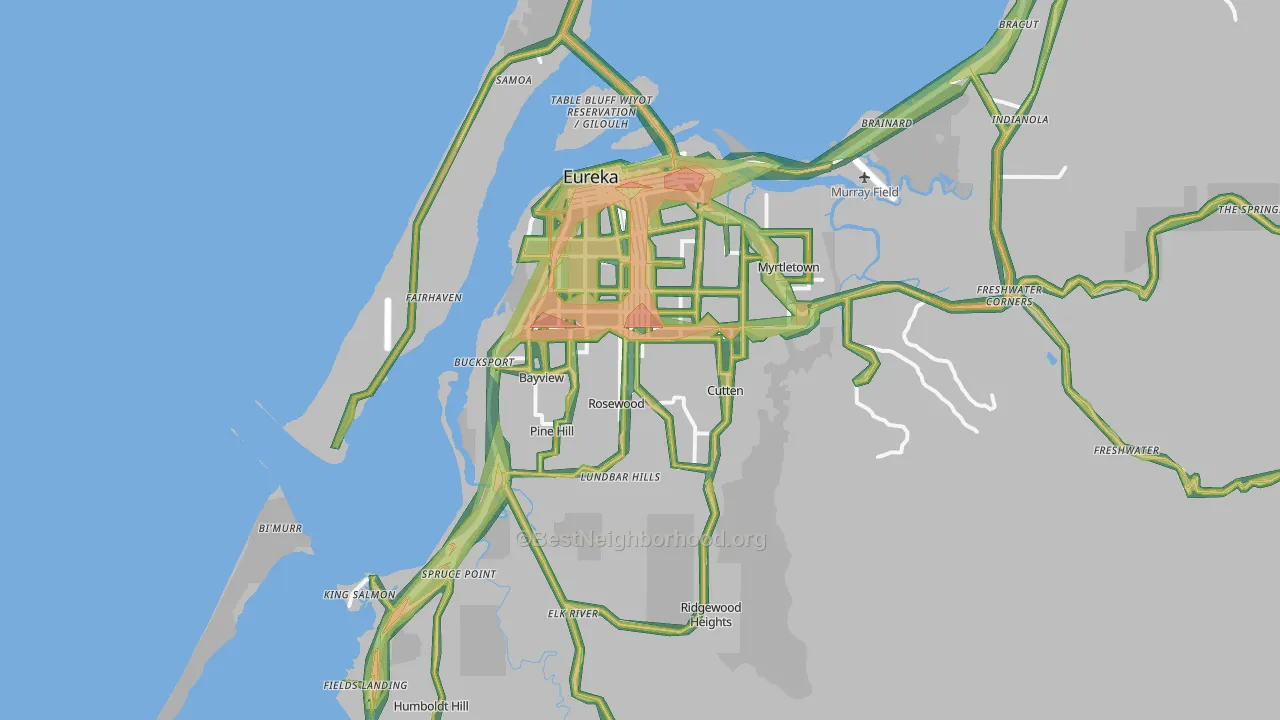 Eureka, CA Map of Noise Levels in Eureka