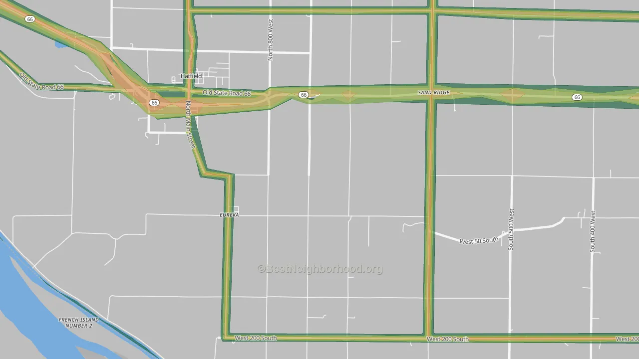 Eureka, IN Map of Noise Levels in Eureka