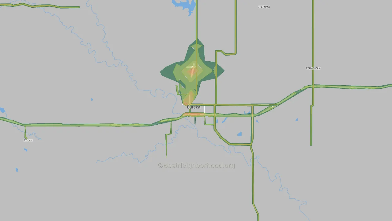 Eureka, KS Map of Noise Levels in Eureka