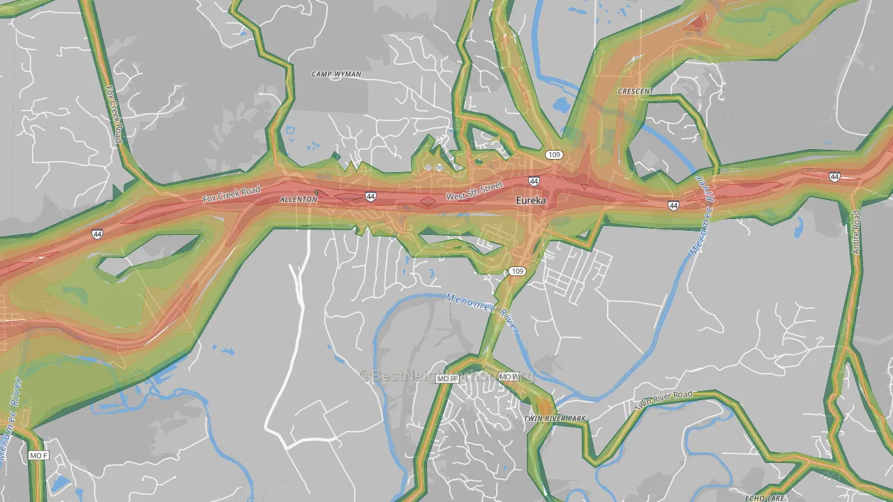 Eureka, MO Map of Noise Levels in Eureka
