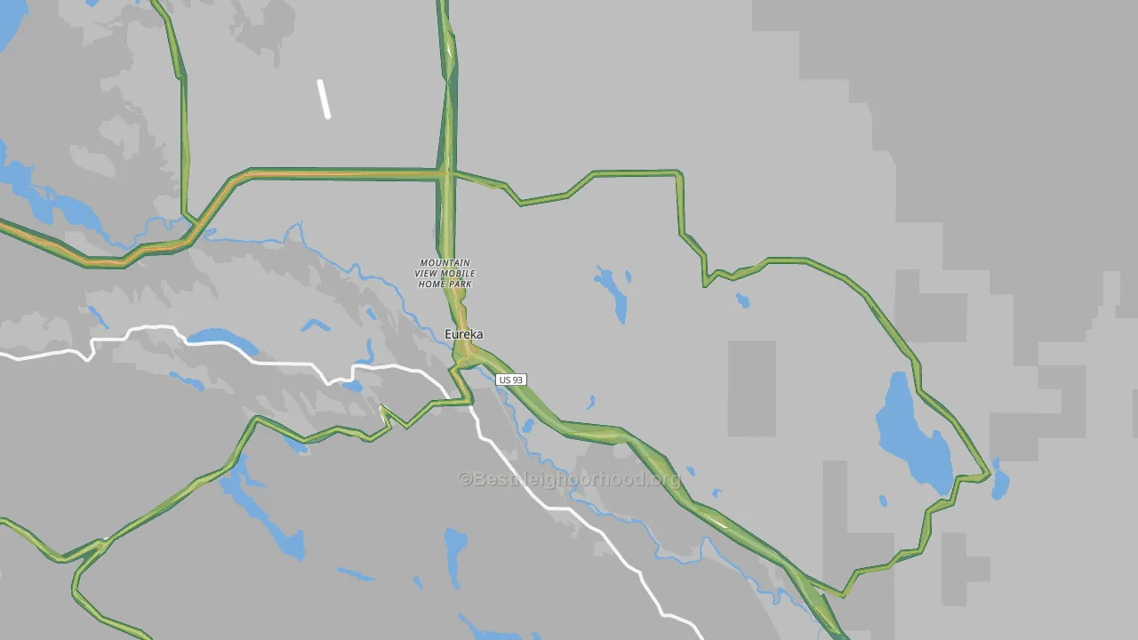 Eureka, MT Map of Noise Levels in Eureka