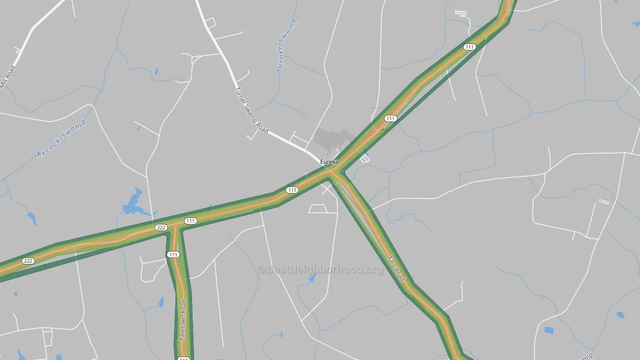 Eureka, NC Map of Noise Levels in Eureka