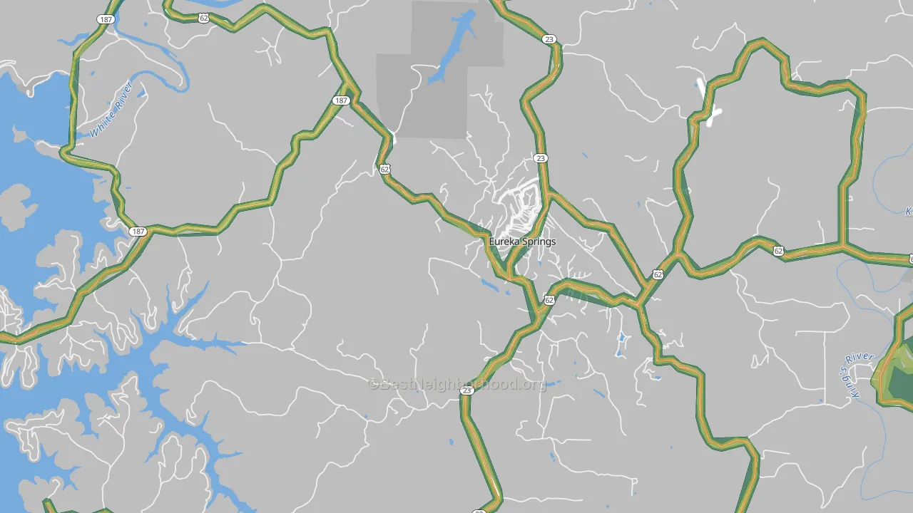 Eureka Springs, AR Map of Noise Levels in Eureka Springs