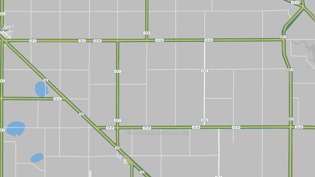 Evan, MN Map of Noise Levels in Evan