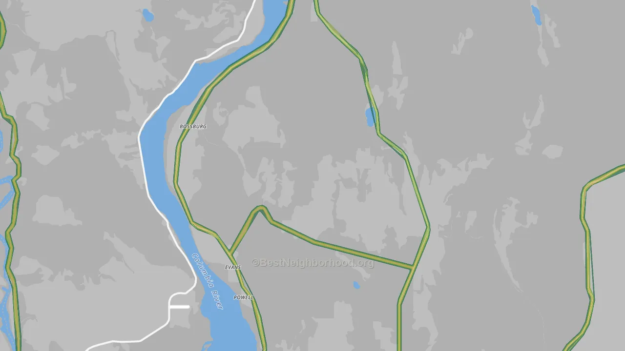 Evans, WA Map of Noise Levels in Evans