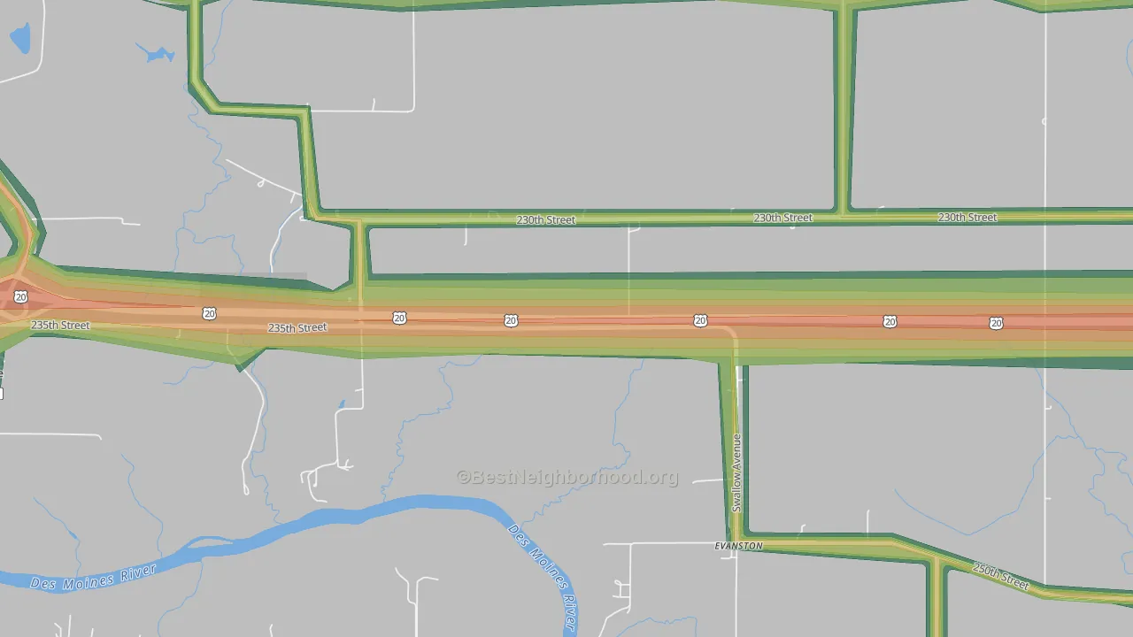 Evanston, IA Map of Noise Levels in Evanston