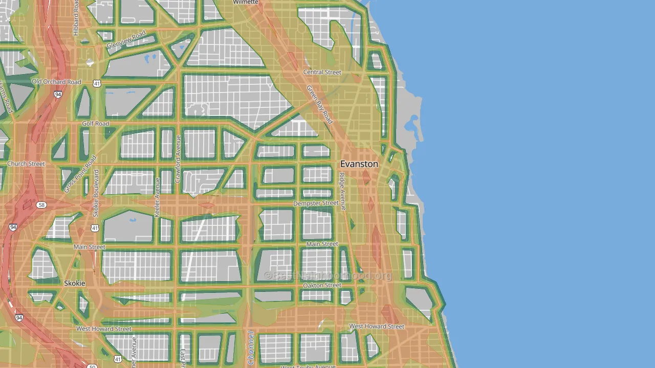 Evanston, IL Map of Noise Levels in Evanston