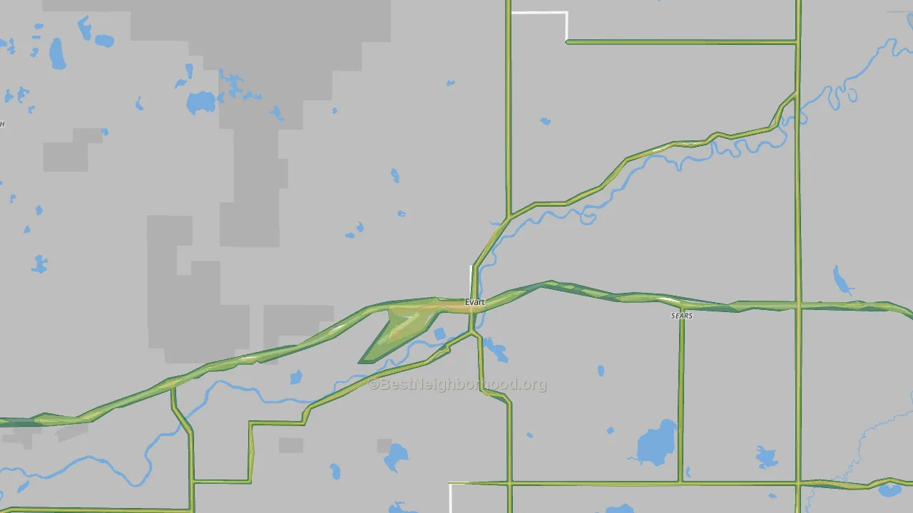 Evart, MI Map of Noise Levels in Evart