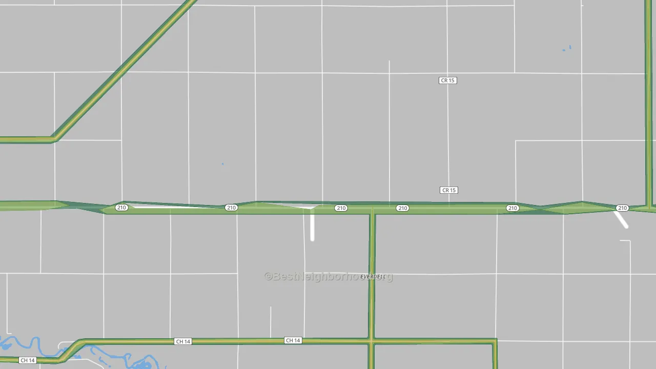 Everdell, MN Map of Noise Levels in Everdell