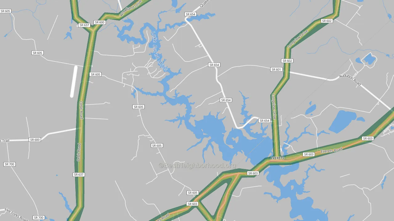 Everets, VA Map of Noise Levels in Everets