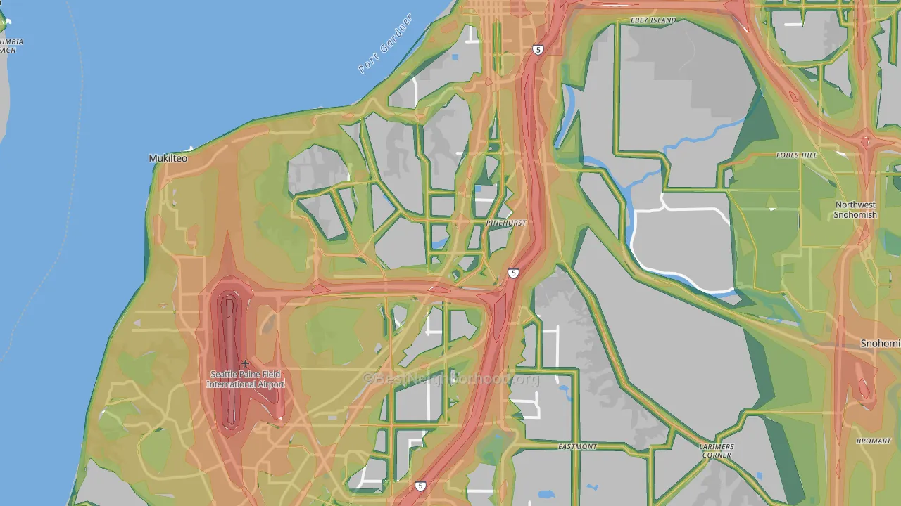 Everett, WA Map of Noise Levels in Everett