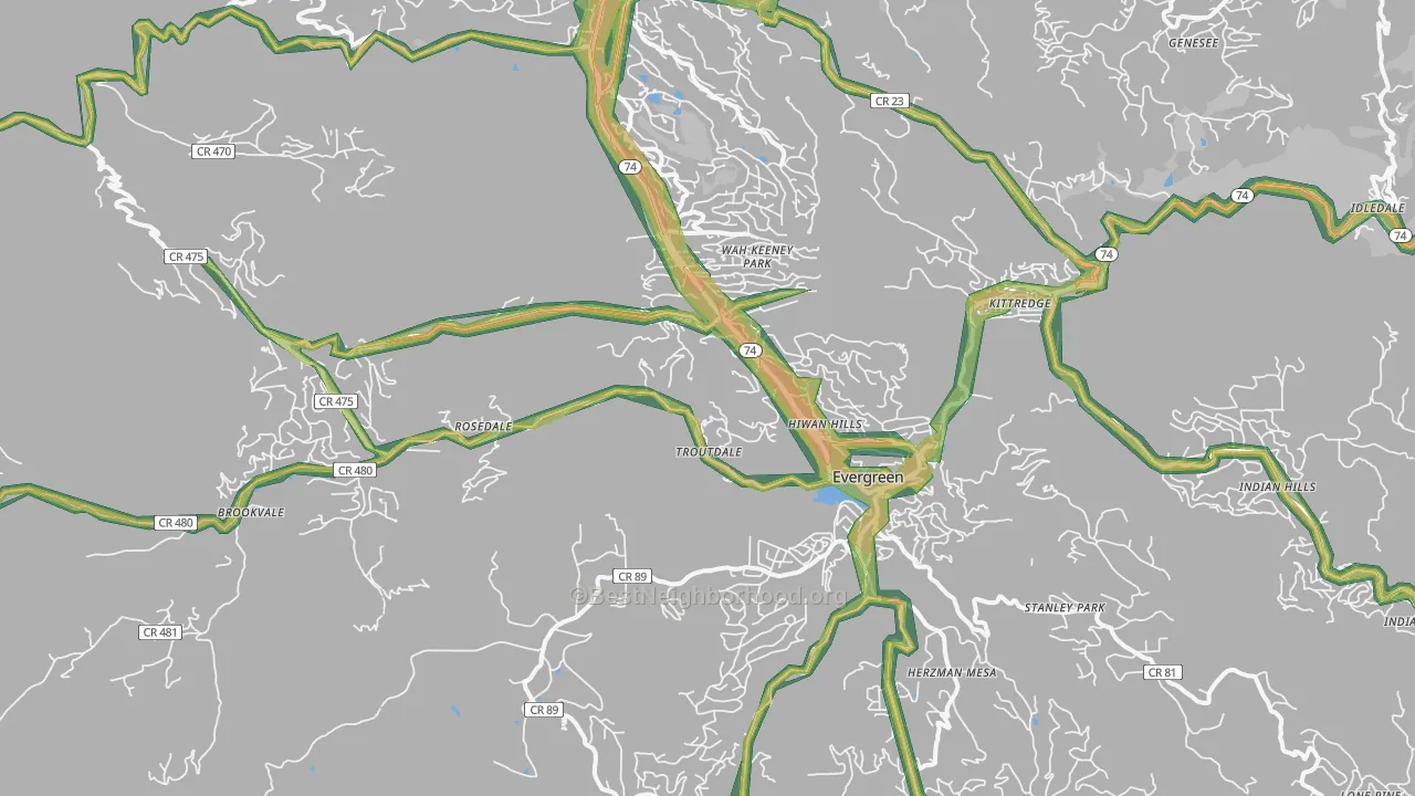 Evergreen, CO Map of Noise Levels in Evergreen