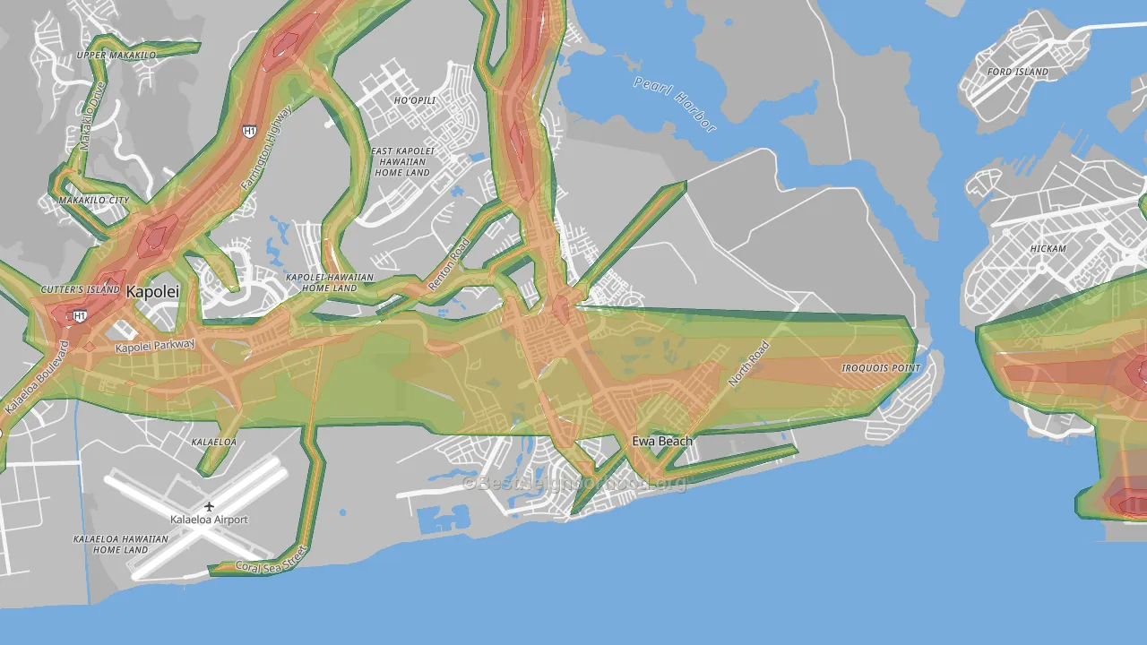 Ewa, Ewa Beach, HI Map of Noise Levels in Ewa