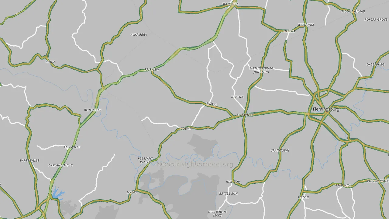 Ewing, KY Map of Noise Levels in Ewing