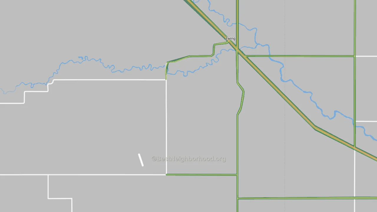 Ewing, NE Map of Noise Levels in Ewing