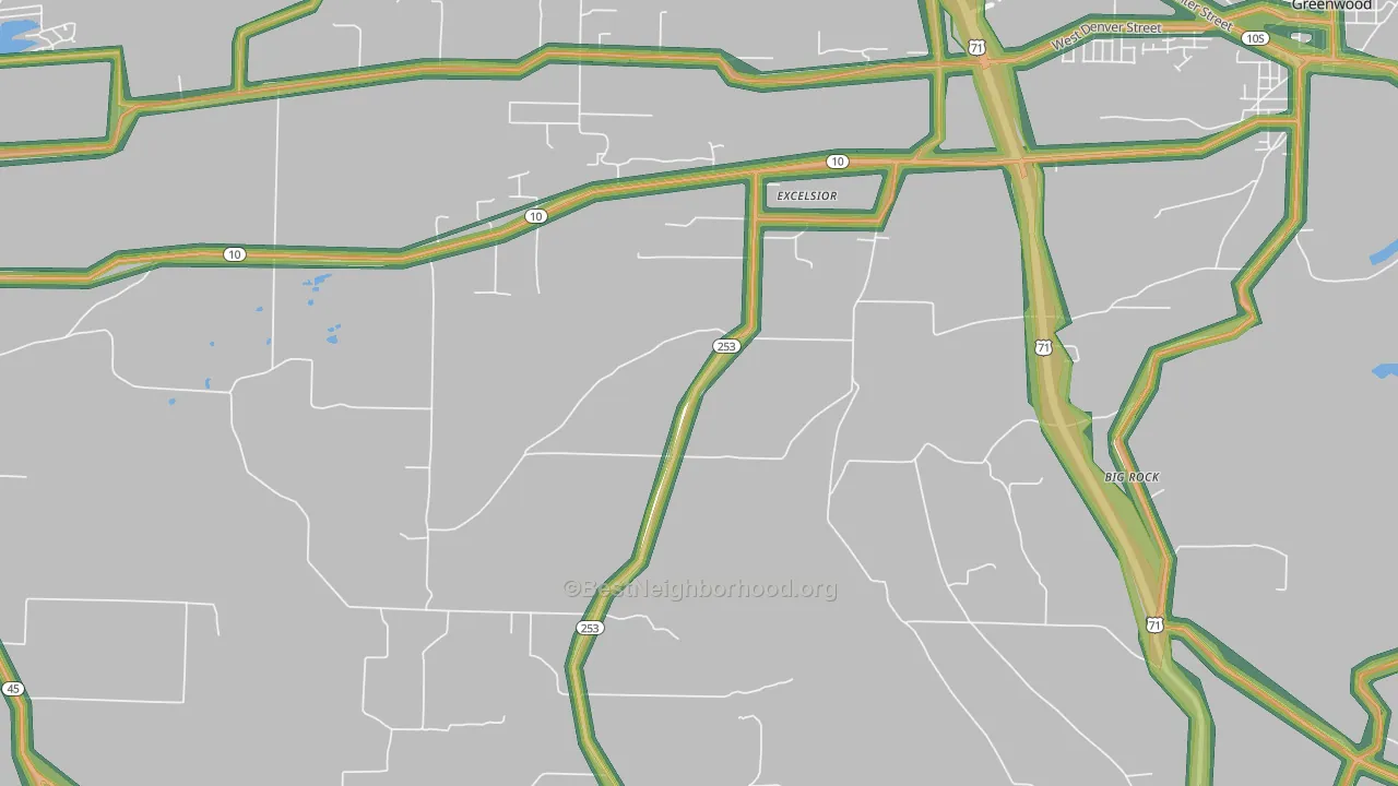 Excelsior, AR Map of Noise Levels in Excelsior