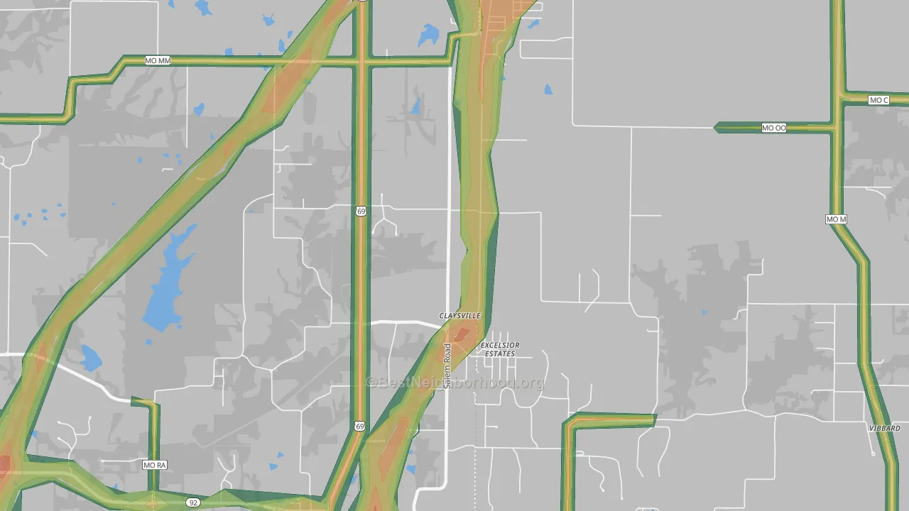 Excelsior Estates, MO Map of Noise Levels in Excelsior Estates